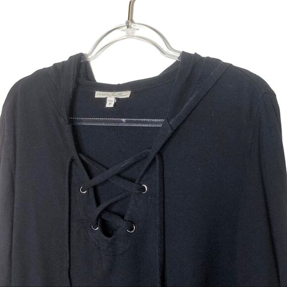 Express Black Cropped Lace Up Hoodie Sweatshirt Corset Style Extra Small - Picture 4 of 8
